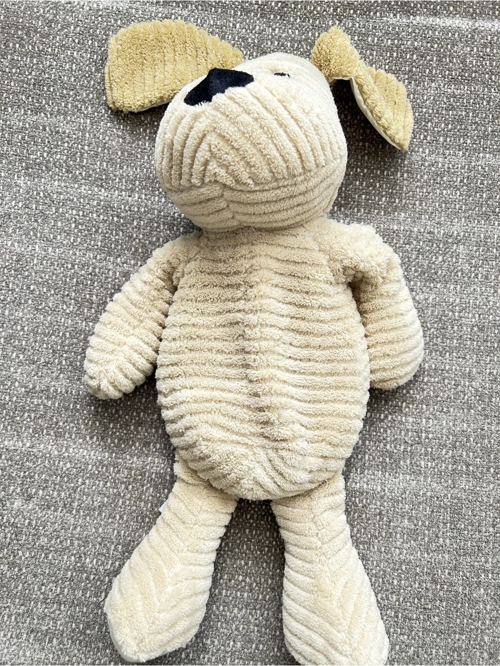 Plush Beige Corduroy Puppy Stuffed Animal - Soft Baby Toy